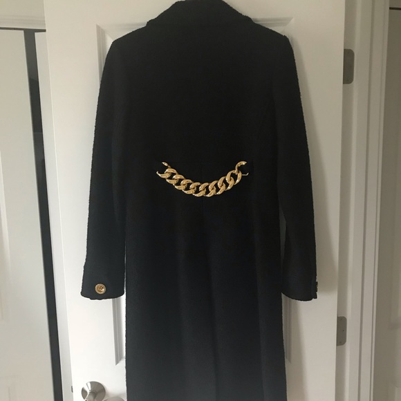 Black, wool, mid-length coat - Picture 3 of 6